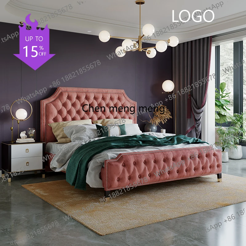 Cama Americana L178 de Luxo Leve, Cama Princesa de Alta Qualidade com Estética Romântica, Cama Incomum para Quarto, Beliche de Madeira Moderna, Móveis para Casa
