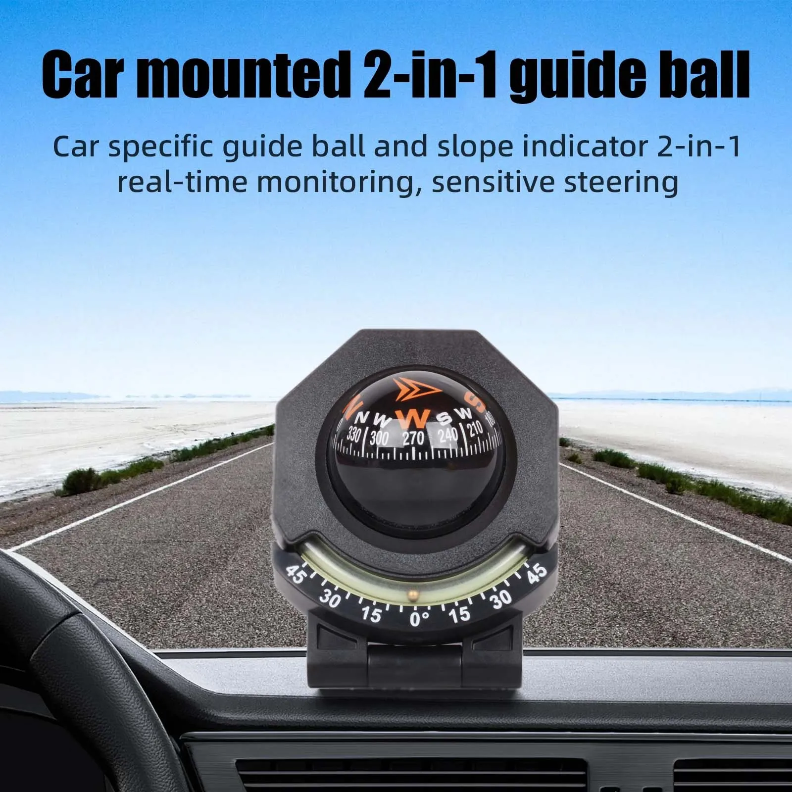 Variable Navigation Car Compass Slope Meter Dashboard Car Compass Direction Pointing Guide for Outdoor Car Boat Cycling Hiking