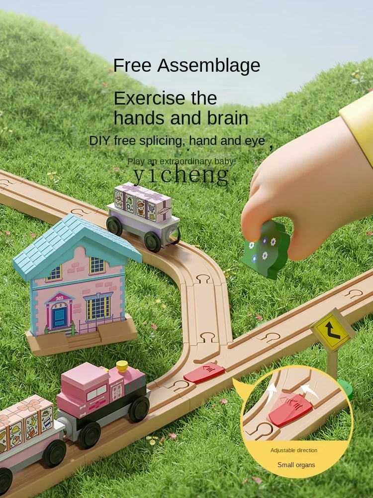 Zestaw kolejowy XL, drewniane, do samodzielnego montażu, pociąg, zabawka edukacyjna dla dzieci, wczesna edukacja