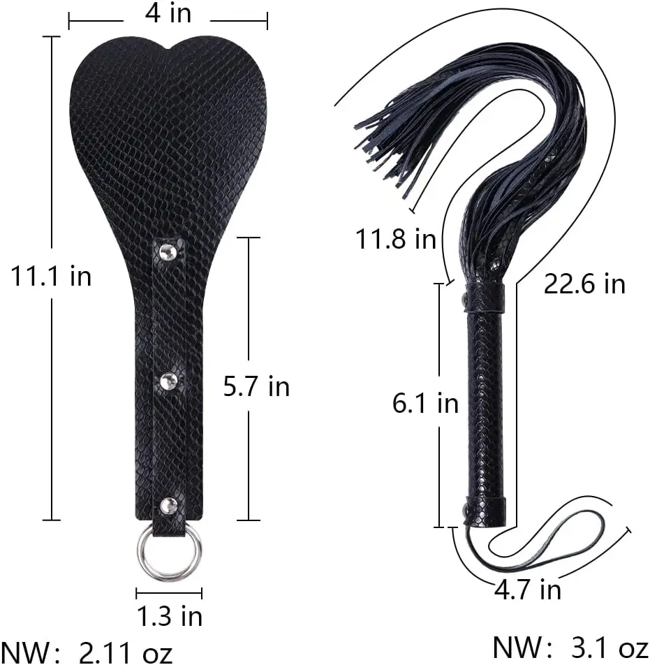 Sm Sex Speelgoed 2 Stuks Bondage Kit Hartvormige Pu Lederen Spanking Peddel Met Kwastje Met Hand Slapping Zweep Voor Vrouwen & Koppels