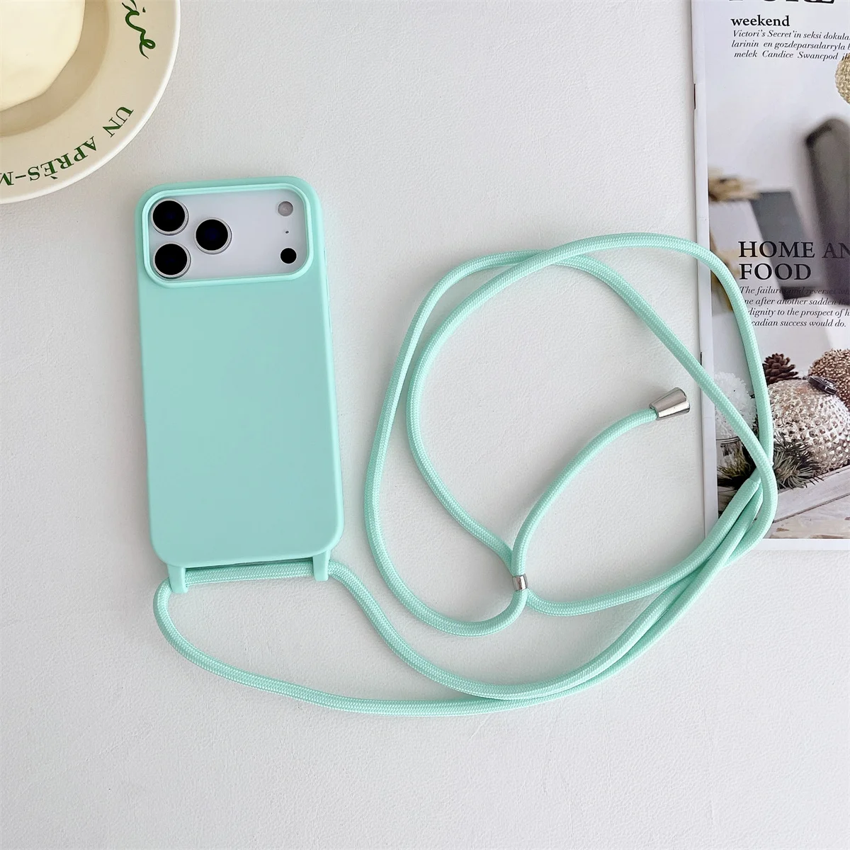 Crossbody Lanyard Liquid Silicone Soft Phone Case for IPhone 17 Air 16 15 14 Plus 13 12 11 Pro Max Matte Shockproof Candy Cover