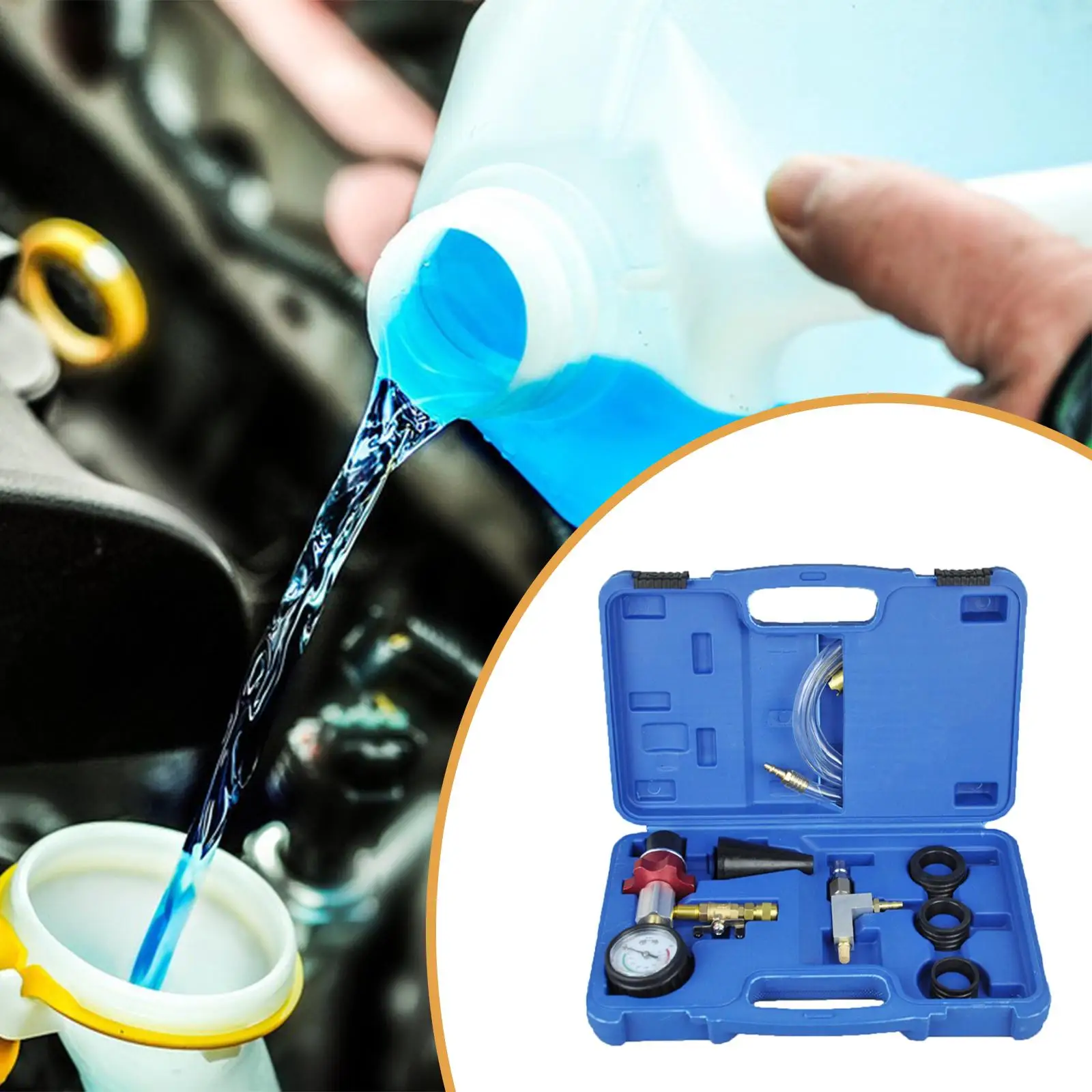 

Набор вакуумных заправок охлаждающей жидкости с переходными шлангами, тестер давления охлаждающей жидкости, универсальный инструмент для обслуживания автомобилей в гараже грузовика