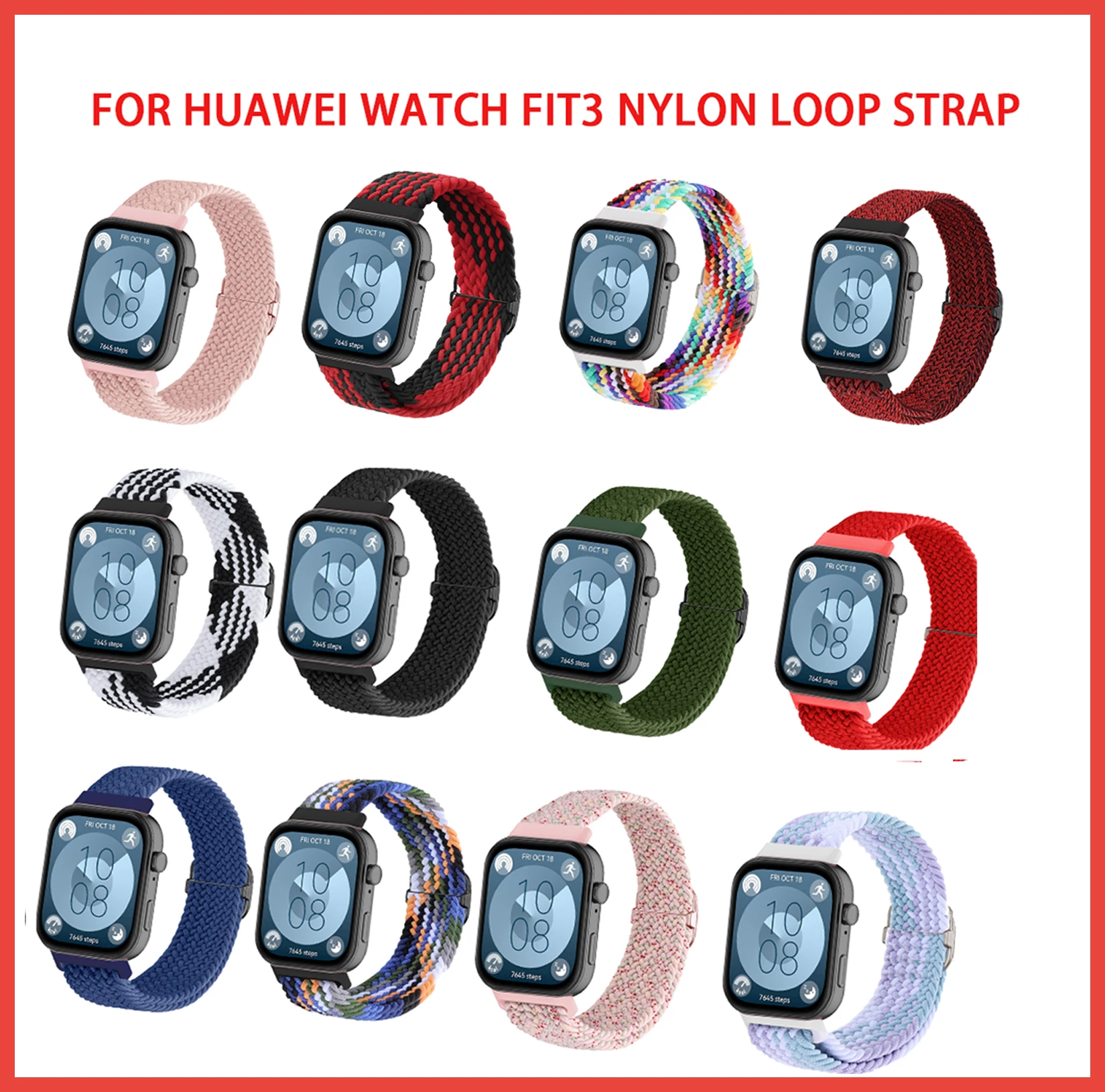 22mm Strap Slip Braid Woven Watch Band For Huawei watch FIT3 Braided Clasp Sports Replace Wristband Smart  Bracelet Accessories