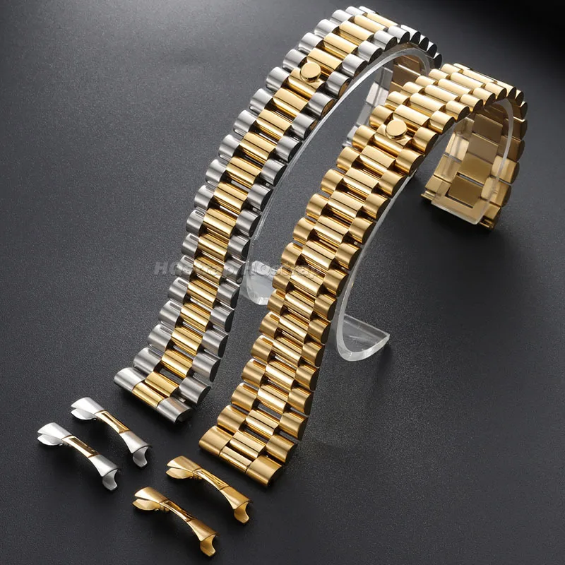 20mm 21mm 22mm 304 Stainless Steel Watch Band for Rolex for DATEJUST Metal Strap Curved End Bracelet Folding Buckle Wristband