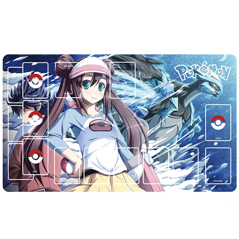 600X350X2Mm New Cartoon Pokmeon Ptcg Trainer Marnie Battle Mat Duel Disk Gengar Mewtwo Rosa Card Mat Board Game Mat Toys Gifts