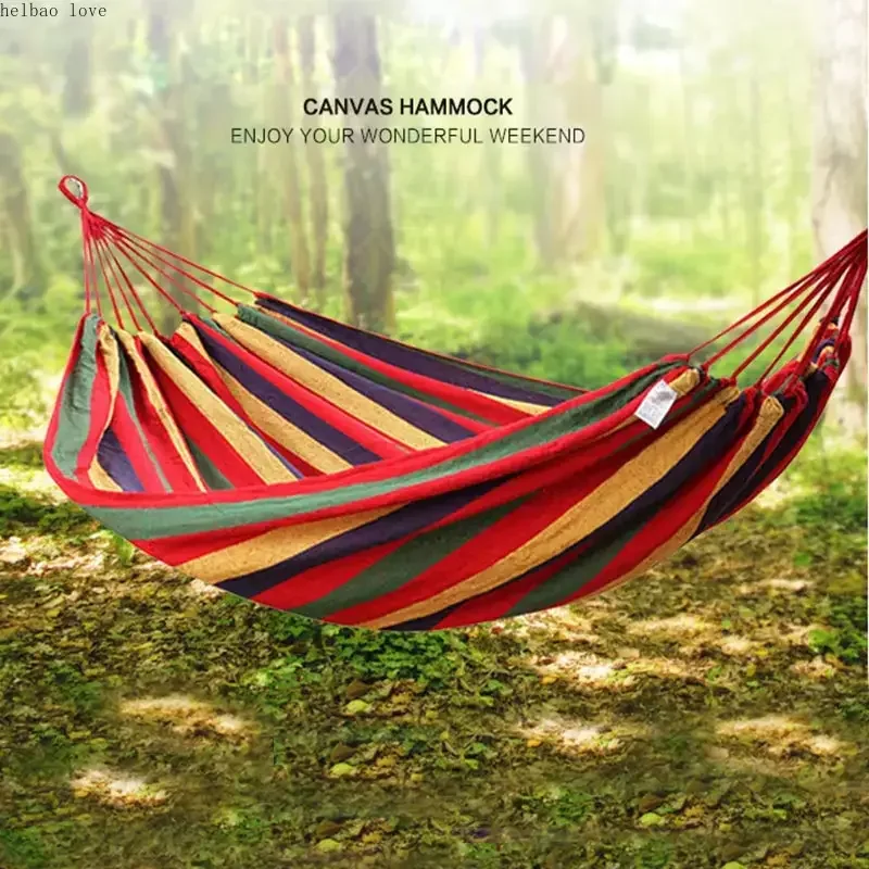 

Single Wide Thick Canvas Hammock Outdoor Camping Backpackaging Leisure Swing Portable Hanging Bed Sleeping Swing Hammock