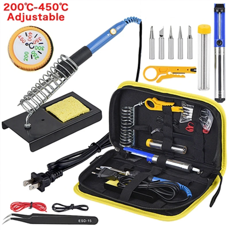 

JCD 908 Adjustable Temperature Electric Soldering Iron 220V 110V 60W Handle Heat Pencil Welding Repair Tool Ceramic heating core