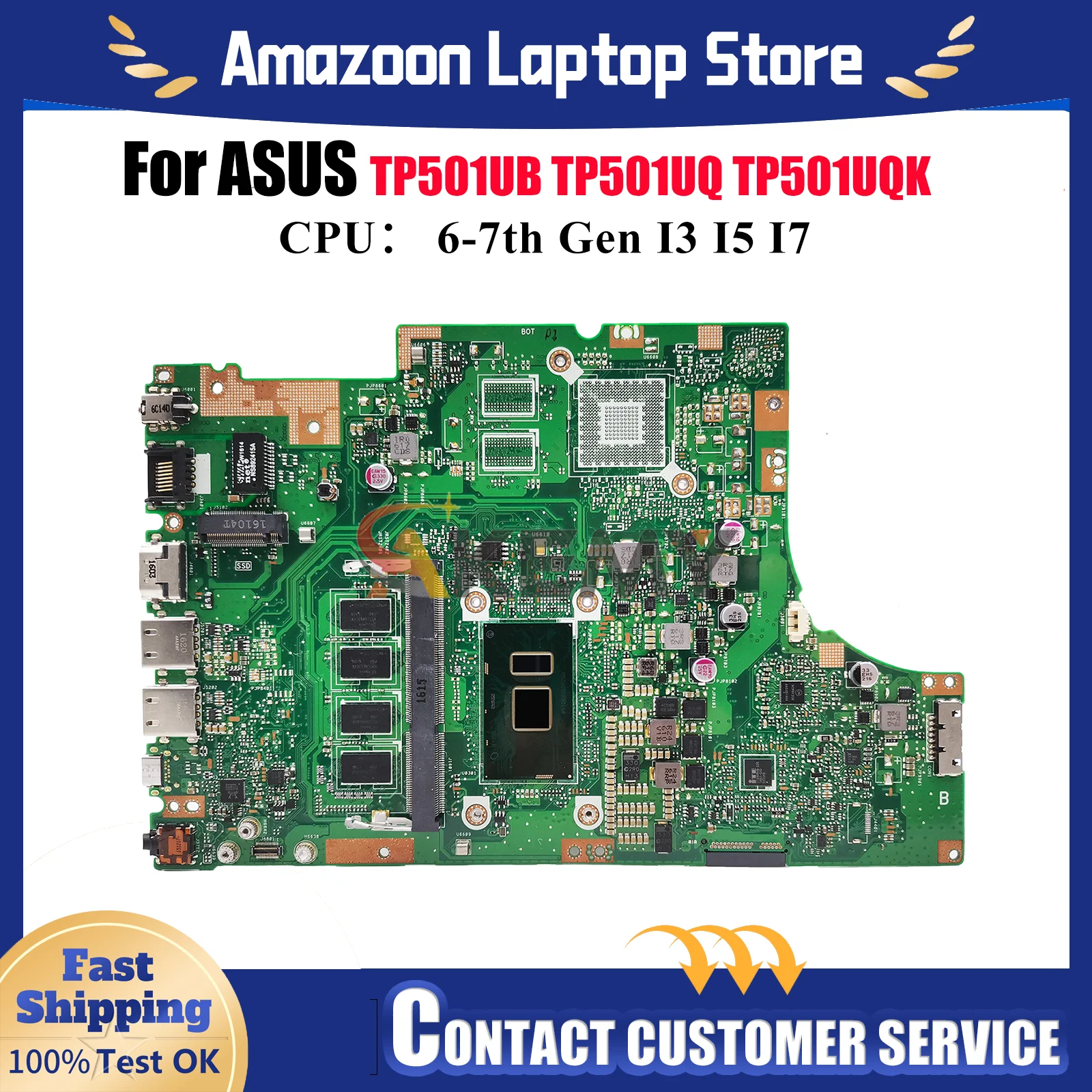 

TP501UA Материнская плата для ноутбука ASUS VivoBook Flip TP501UB TP501UQK TP501U TP501UA TP501UQ Материнская плата для ноутбука с процессором I3 I5 I7