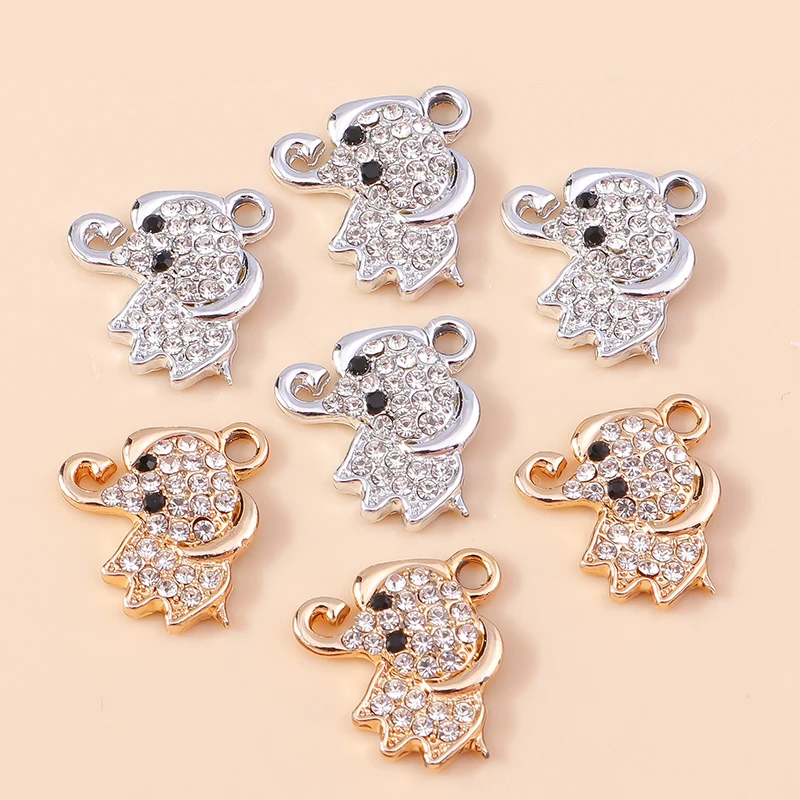 Leslie 10 Stück 16 x 15 mm exquisite Kristall-Elefant-Anhänger für DIY-Tier-Ohrringe, Armbänder, Anhänger, Halsketten, Schmuck, handgefertigtes Kunsthandwerk – Detail 1