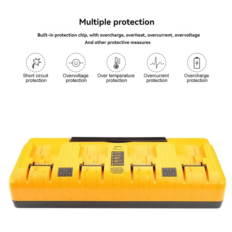 

Dependable-Portable 4-Slot Charger DCB104 Replacement Charger For Dewalt 20V Compatible With Multiple Dewalt Batteries UK Plug