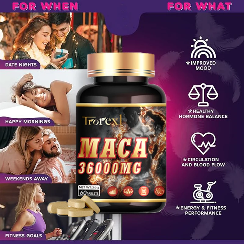 Maca 36000 mg, Hormone Balance, Supports Reproductive Health Natural Energizer