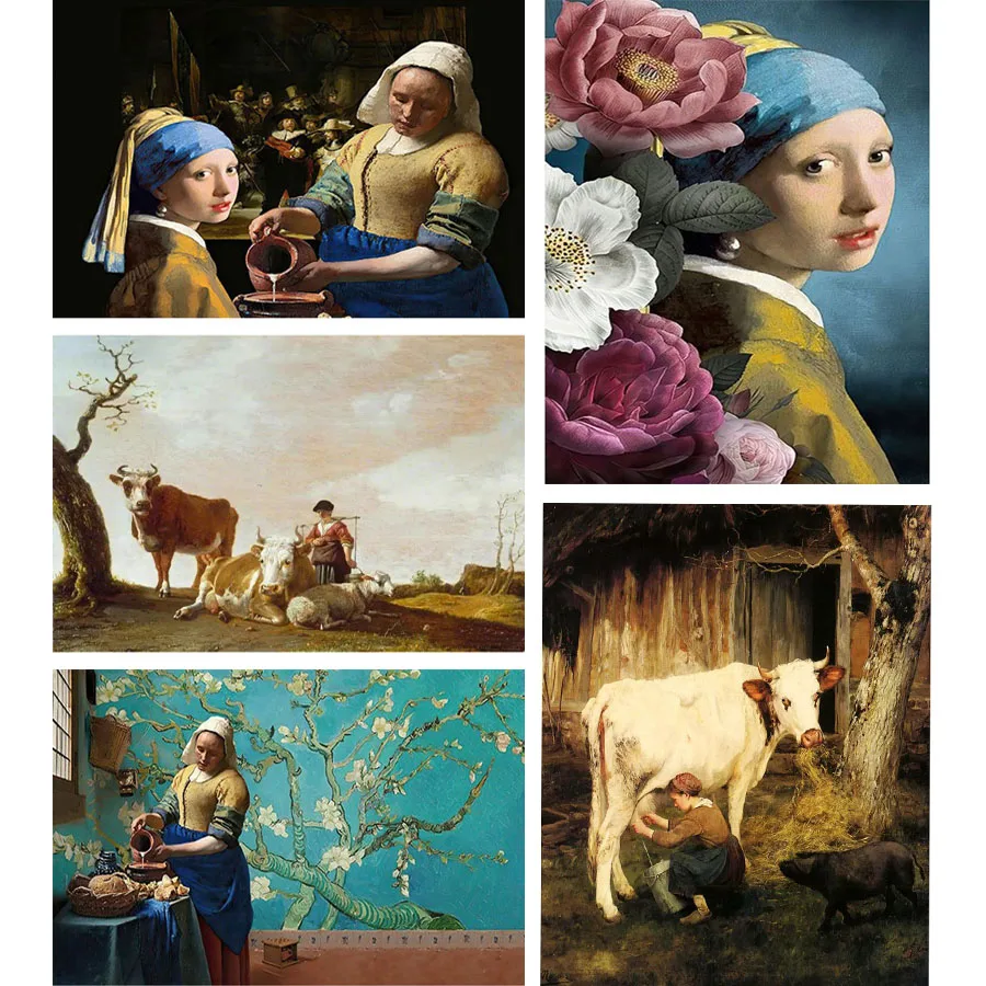 Diamond Embroidery Vermer Girl with Pearl World Famous Painting The Milkmaid Diamond Painting 5d Diy Full Round Stone 