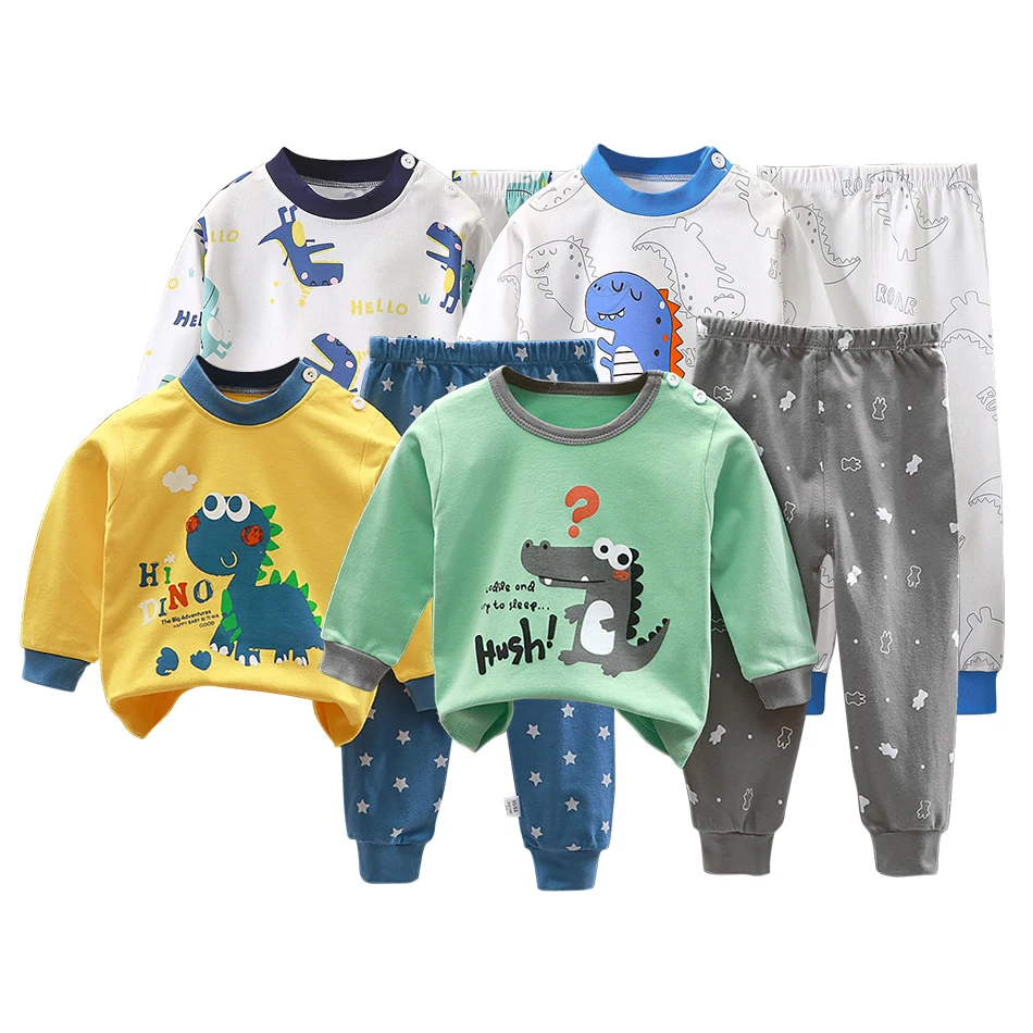 Warmth and Comfortable Designed for Cozy Nights In Children Cotton Lined Pajamas Sets Unisex Suitable Autumn Winter Cold Weather