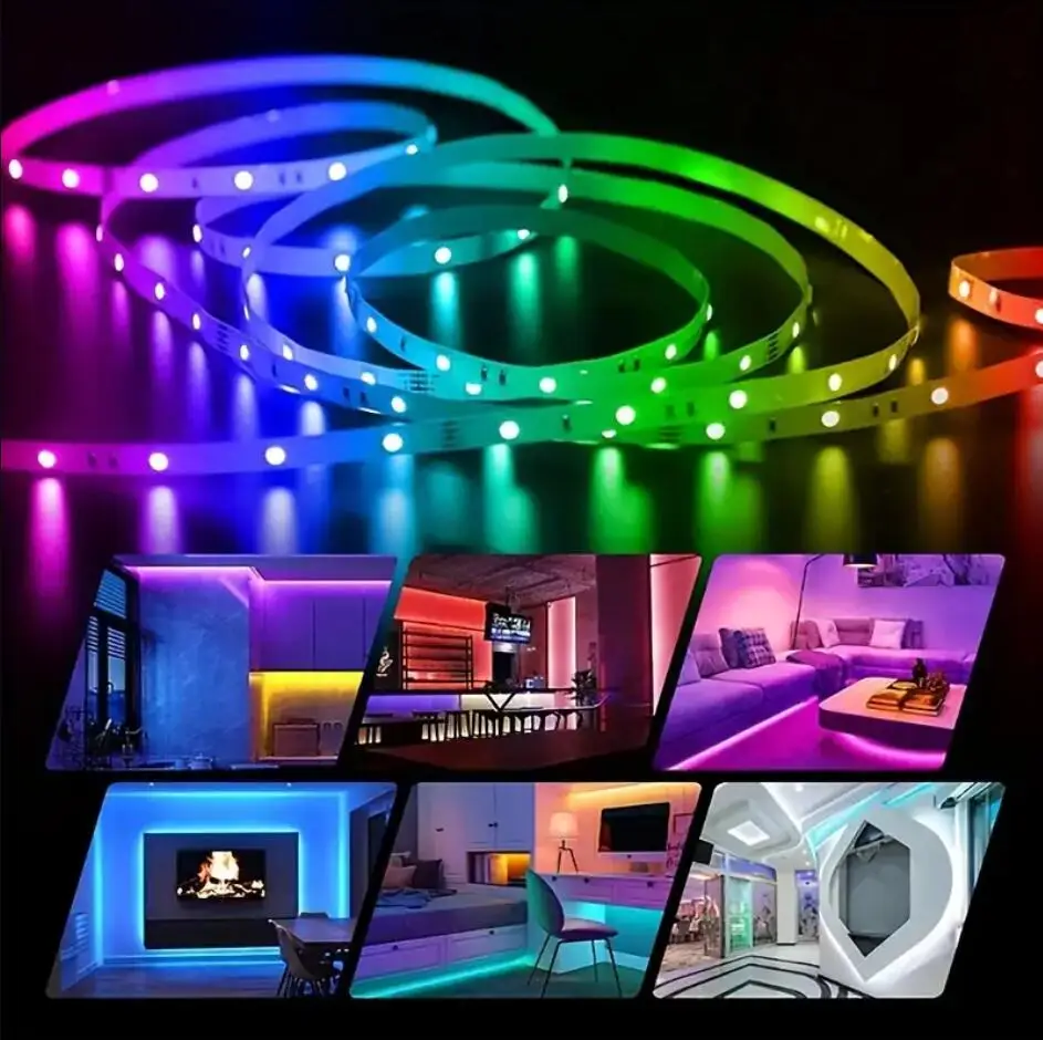 RGBW LED Strip Lights Bluetooth 5050 DC 12V RGB WIFI Flexible Ribbon Waterproof Diode Light Bedroom TV Computer Set+Power Supply