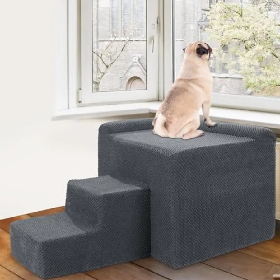 

Foam Dog Window Perch Orthopaedic Dog Bed with Stairs Soft and Supportive 2-Part Easy to Assemble Bunk Bed Pet Perch for Window