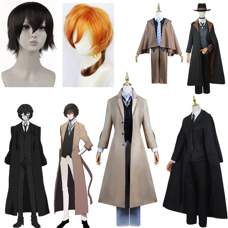 Bungou Stray Dogs Men Women Nakahara Chuuya Cosplay Costume Wig Hat Glove Jacket Pants Female Chuya Nakahara Cosplay Suit