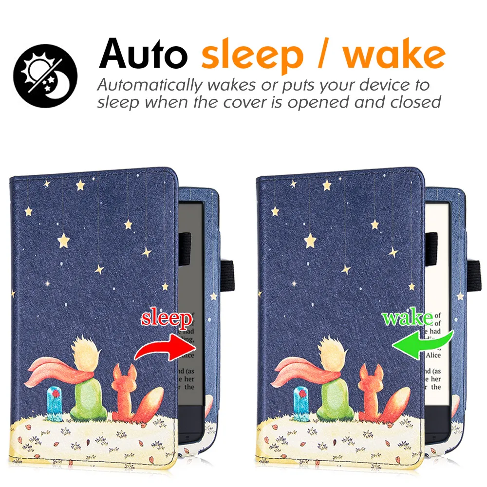Vivlio Touch HD Plus eReader Case with Stand - Premium PU Leather Cover with Hand Strap and Auto Sleep/Wake