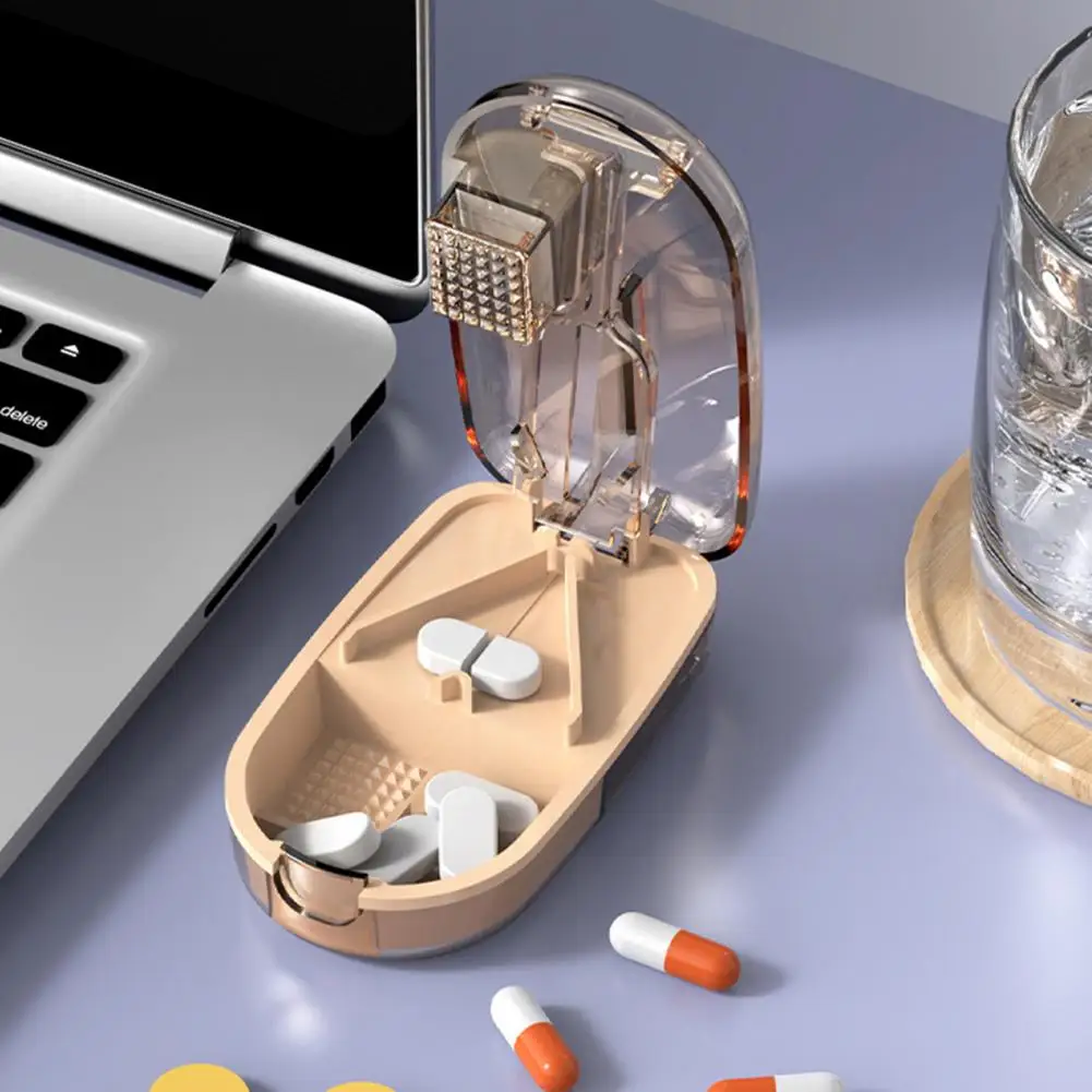 Pill Cutter Splitter for Mini Pills Portable Tablet Grinder Portable Medicine Divider with Storage Compartment for Outdoor