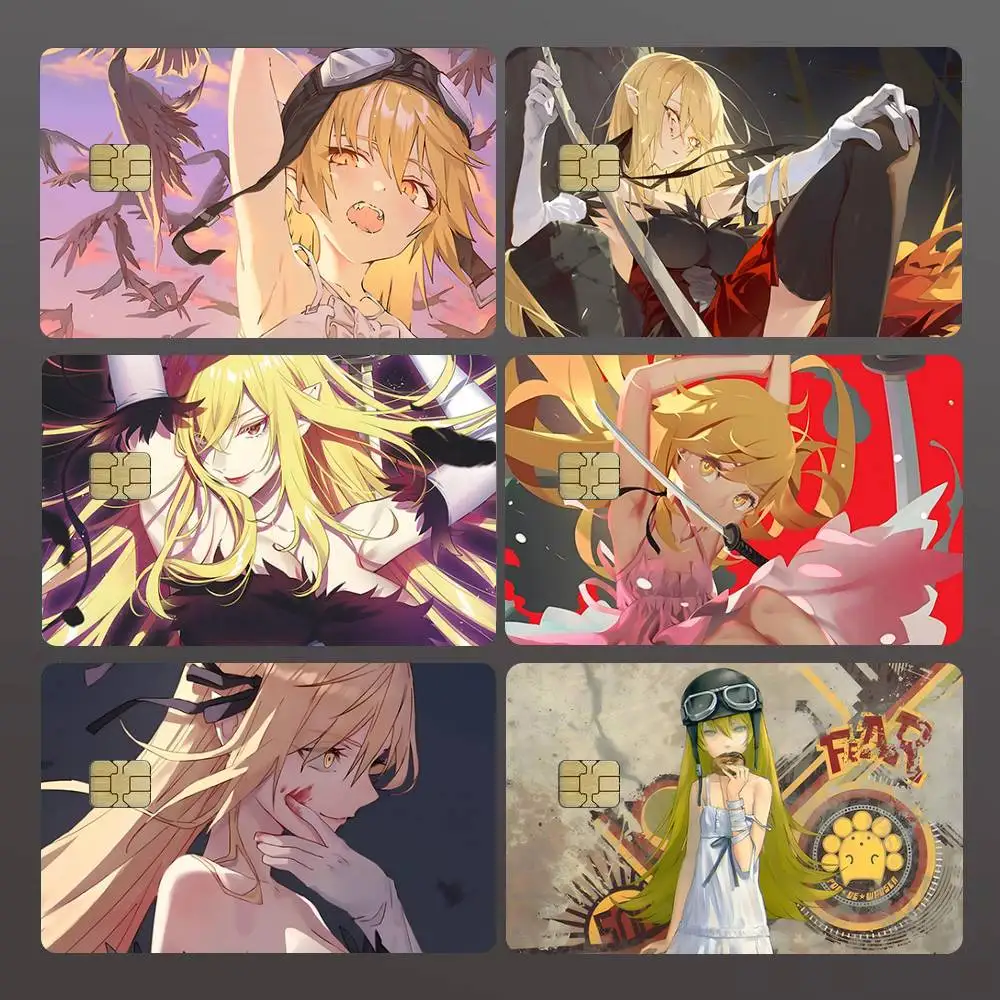 Anime M-Monogatari Series Oshino Shinobu Credit Skin Cover Card Stickers 4PCS Film Bus Pass Front Decoration Bank Waterproof