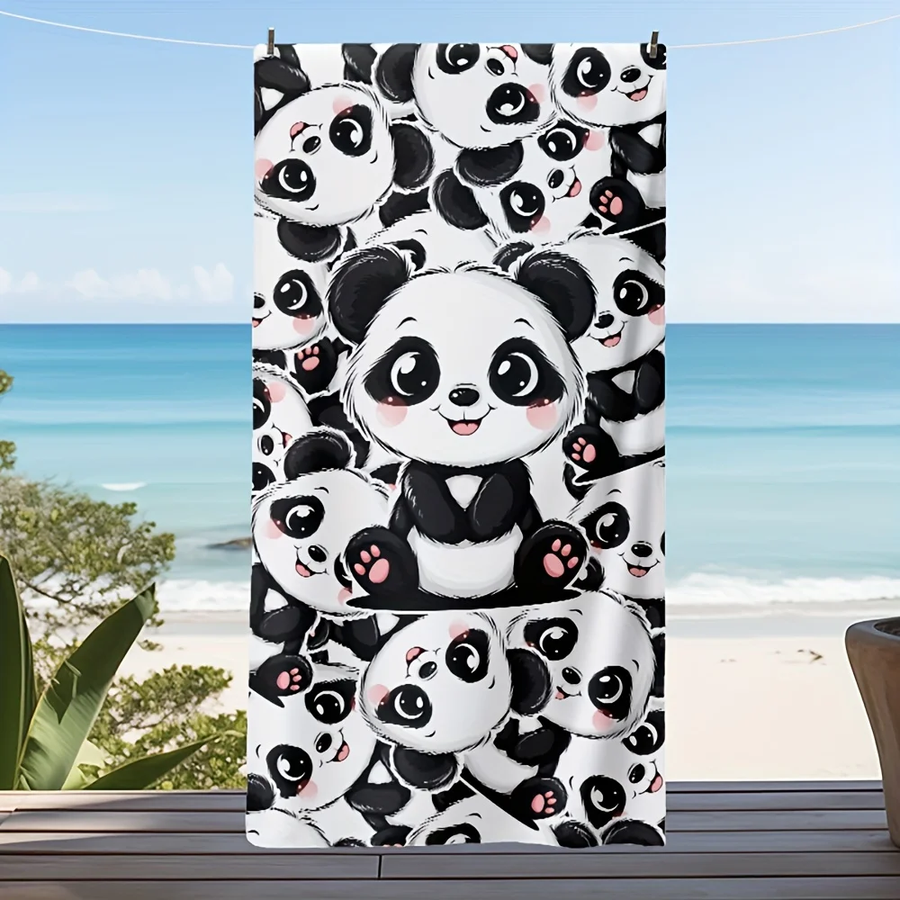 Cute Panda Microfiber Beach Towel Quick Dry Sand Free Large Bath Towel Kawaii Animal Graphic Summer Travel Pool Yoga Swim Towel