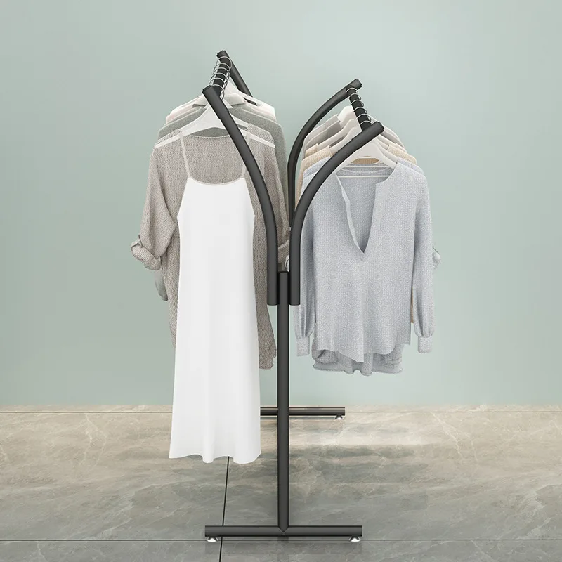 Nakajima floor-to-ceiling hanger, suitable for clothing store display clothes, double-row, middle shelf, parallel bar hanger.