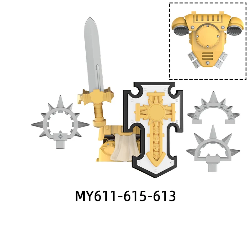 The Action Figures Shield Weapons Pants Hair Parts Model Blocks MOC Bricks Set Gifts Toys For Children MY611-MY615