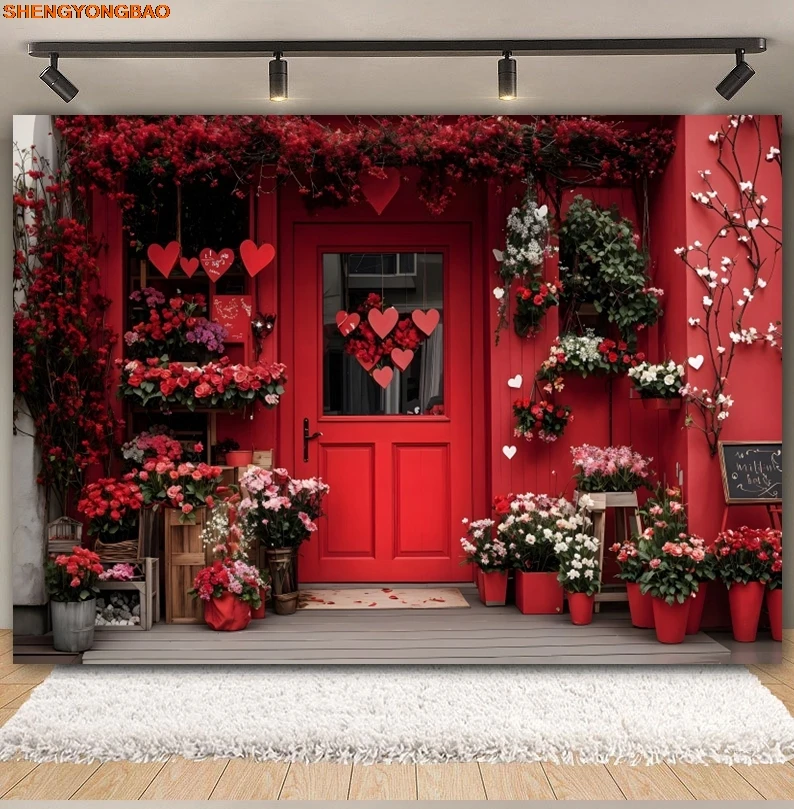 Valentine's Day Photography Backdrops February 14 Roses Wooden Arch Wedding Party Couple Portrait Decor Background Photo studio