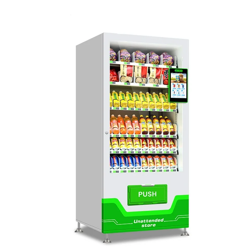 Touch Screen Drink And Snack Vending Machine QR Code Cashless Vending Machine Without Coin And Bill