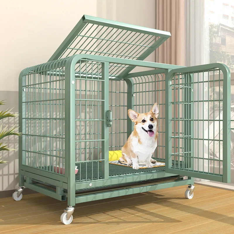 

New Extra Thick Square Tube Small Dog Cage with Toilet Indoor Family Dog House Kennel Pet Iron Cage