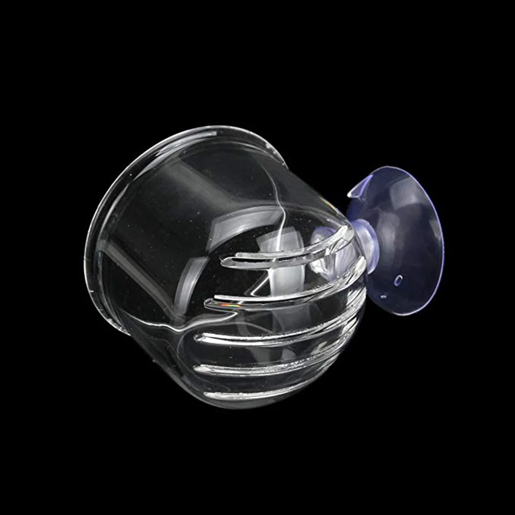 

2Pcs Glass Feeding Cup Clear Aquarium Equipment Fish Feeder Red Worms Food Suction Cup Type Planarizing Capture Freshwater