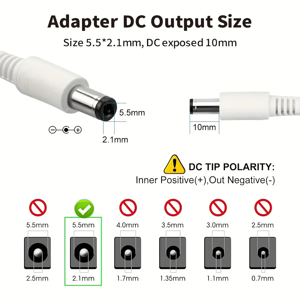 36W 12V 3A AC to DC Power Supply Adapter with Eight-in-One Converter for LED Strip CCTV Camera Router Household Electronic Devices