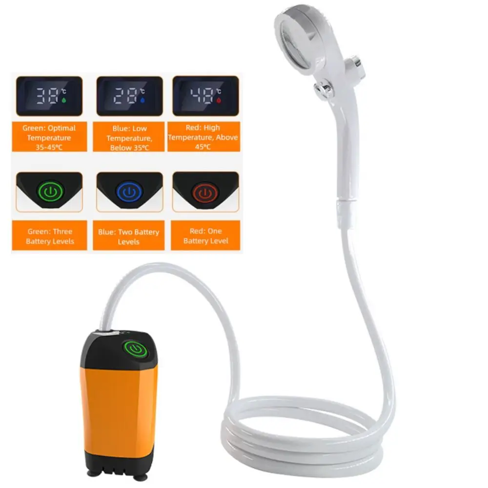 

Temperature & Battery Digital Display Portable Camping Shower Rechargeable Lightweight Outdoor Bathing Supplies IPX7 Waterproof