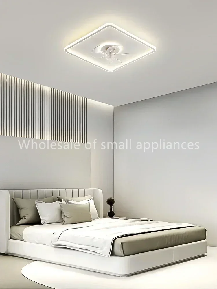 220Vnew fan light invisible silent rotating shaking head bedroom ceiling light geometric study restaurant lighting electric fan