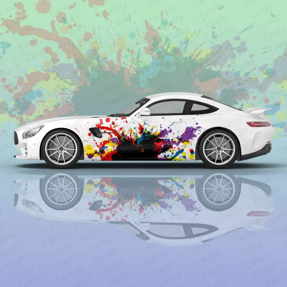 

Personalized Colorful Art Car Graphic Decal Protect Full Body Vinyl Wrap Modern Design Image Wrap Sticker Decorative Car Decal