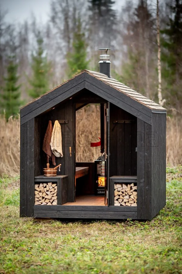 Deluxe Forest Sauna Cabin Ideal for Health and Relaxation with Natural Wood Aesthetics