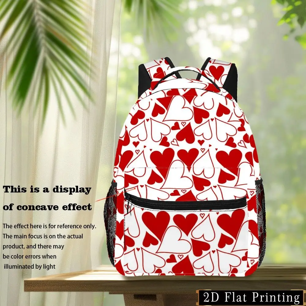 1pc Men's White Heart-Pattern Hand-Washable Backpack Compact Multi-Purpose Suitable for Commuting Gym Travel Camping