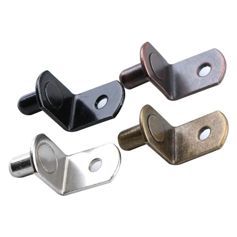 16 pcs Heavy-Duty L-Shaped Shelf Support Pegs 5/6mm Diameter Nickel Plated Clips with Hole for Secure Kitchen, Bookcase