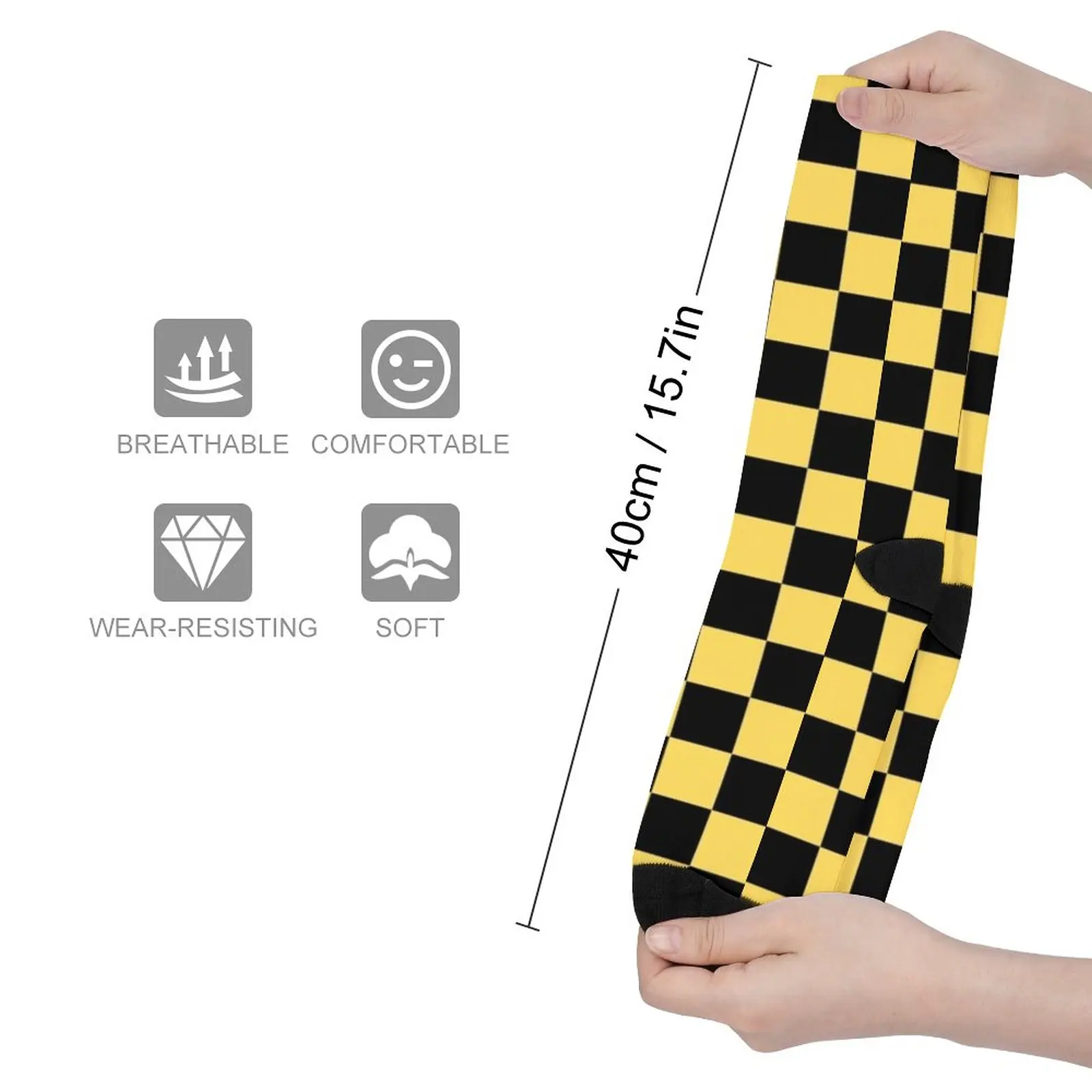 Black and Yellow Checkered Socks Socks with print Wholesale compression socks valentine gift ideas