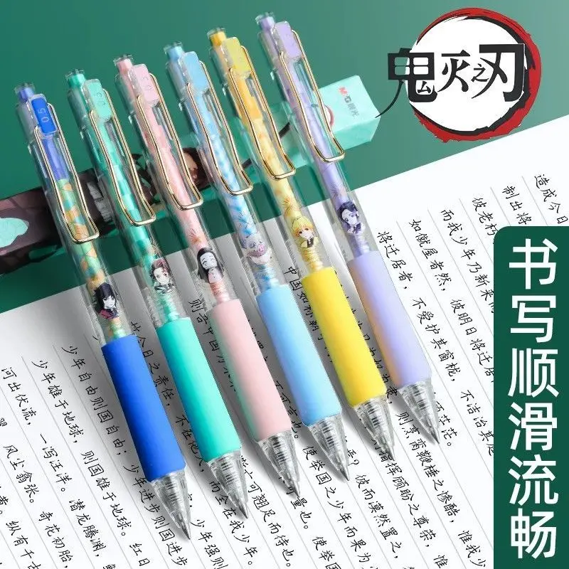 Demon Slayer Tanjiro Kamado & Nezuko Kamado Cartoon Pattern Click Gel Pen, Creative Smooth Quick-Dry Pen, Student Stationery