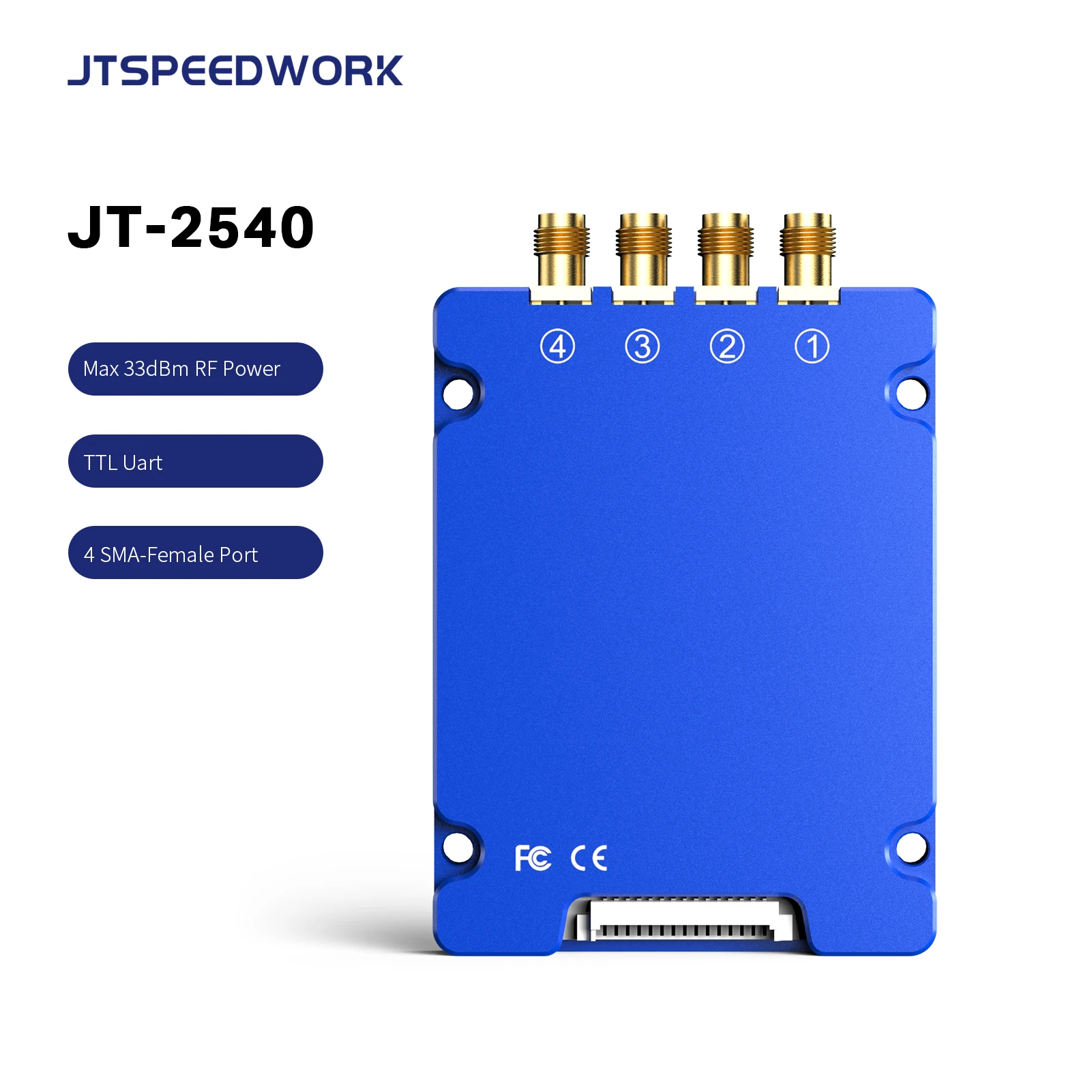 

860-960MHz 0-200tags Reading 4-port UHF RFID Module Can Connect Up To 4 External Antennas JT-2540