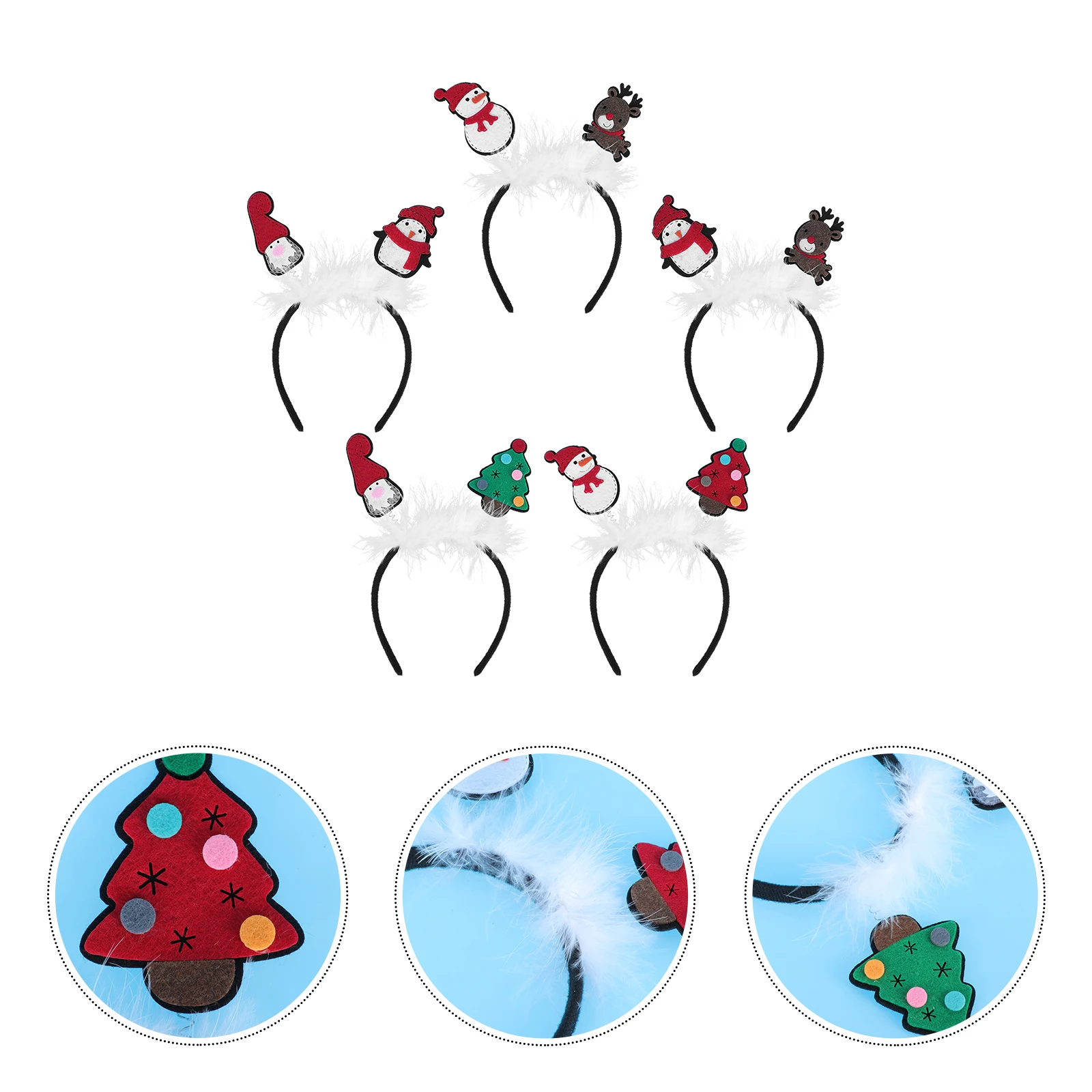 

5 Pcs Christmas Headband Headdress Party Xmas Hair Hoops Creative Festival Prop Decorative