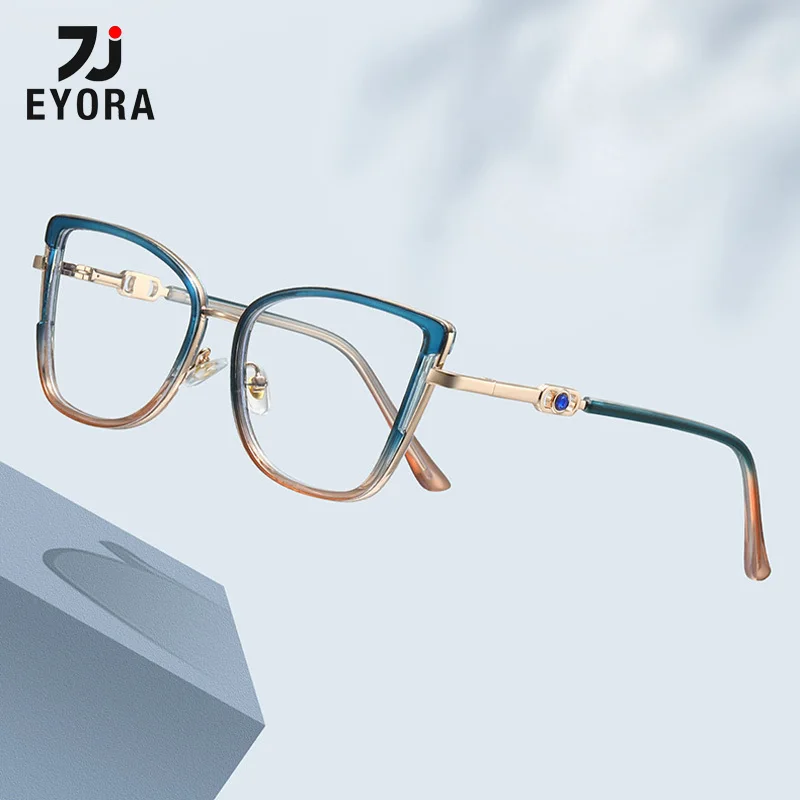 

EYORA Luxury Cat Eye Reading Glasses for Women Fashion Anti Blue Light Photochromic Glasses Optical Lenses with Prescription