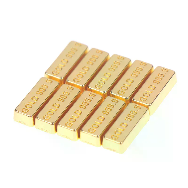 10 قطعة/المجموعة 1:12 دمية مصغرة قضبان الذهب عملة نموذج ل بيت الدمية اكسسوارات الديكور الاطفال التظاهر اللعب اللعب الهدايا