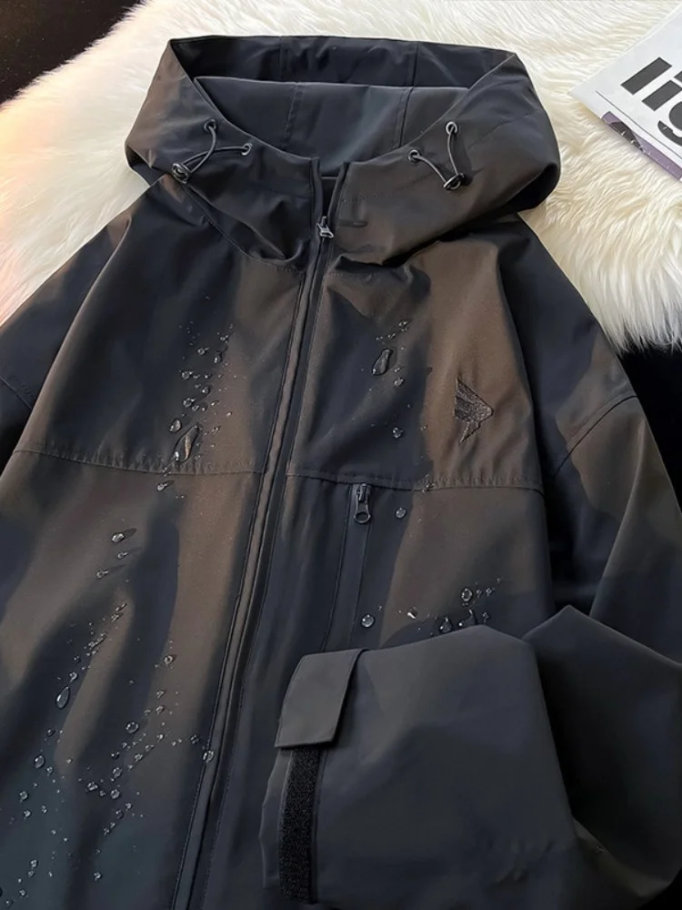 

Men's Waterproof Windproof Hiking Climbing Jaet 2024 New Youth Outdoor Workwear Utili Coat American Sle Loose Fit Zipper