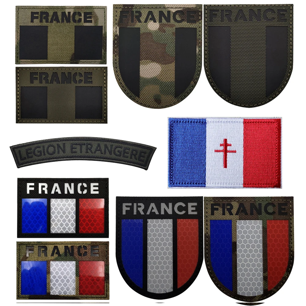 NEW ! France Flag IR Infrared Embroidered Patches For clothing Nylon Reflective French Flag Emblem Embroidery Badges