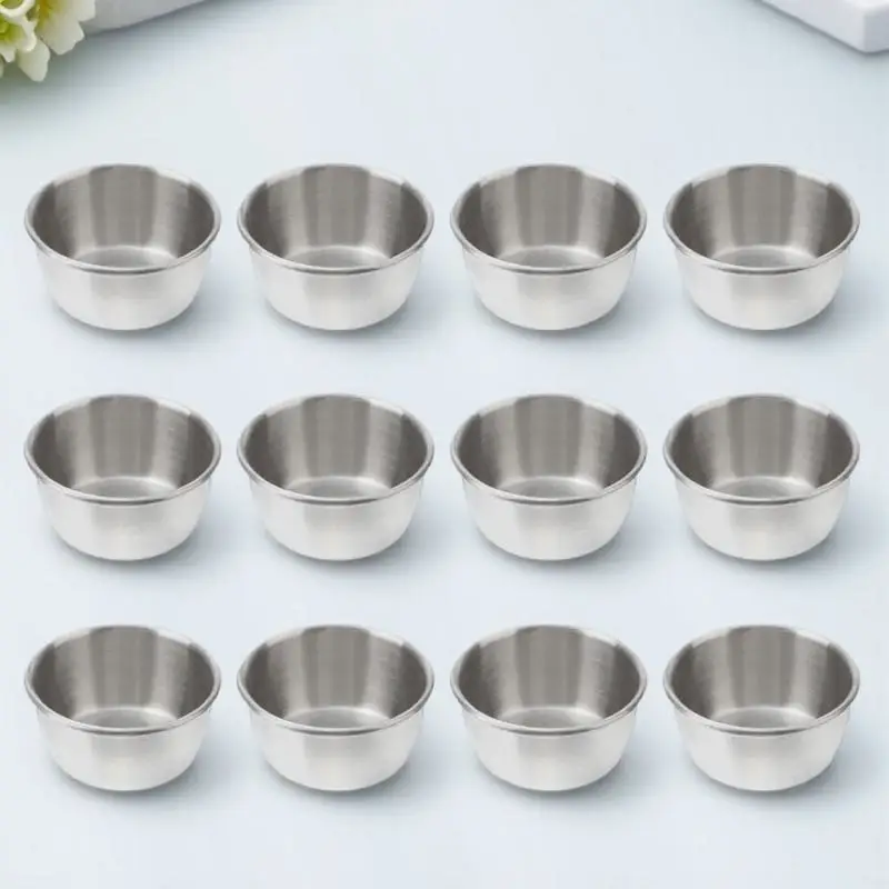 

12Pcs Modern Stainless Steel Small Sauce Dishes for Outdoor Picnics Indoor Dining Stainless Steel Sauce Cups Dipping Cups