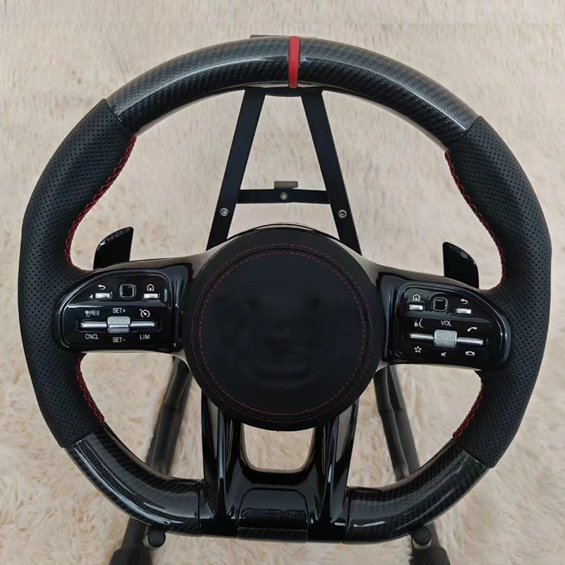 

Рулевые колеса из углеродного волокна, автомобильные аксессуары для Benz C63, E63, W213, G500, S63, S500, S320, G55, CLA45, светодиодный, рулевое колесо