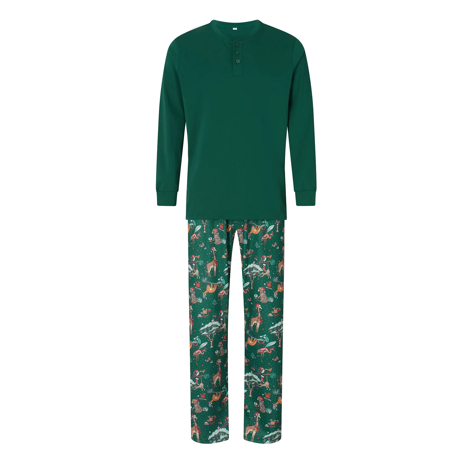 2025 New Family Christmas Pajamas Set New Year's Costume Green Print 2 Pieces Suit Homewear Baby&Dog Romper Xmas Look Pyjama - view 5
