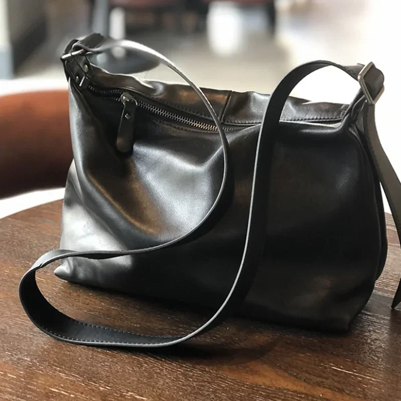 Yao Dong 2024 กระเป๋าใหม่ของแท้หนังความจุขนาดใหญ่กระเป๋าสะพายหนัง cowhide Messenger Travel Leisure Tote กระเป๋า B