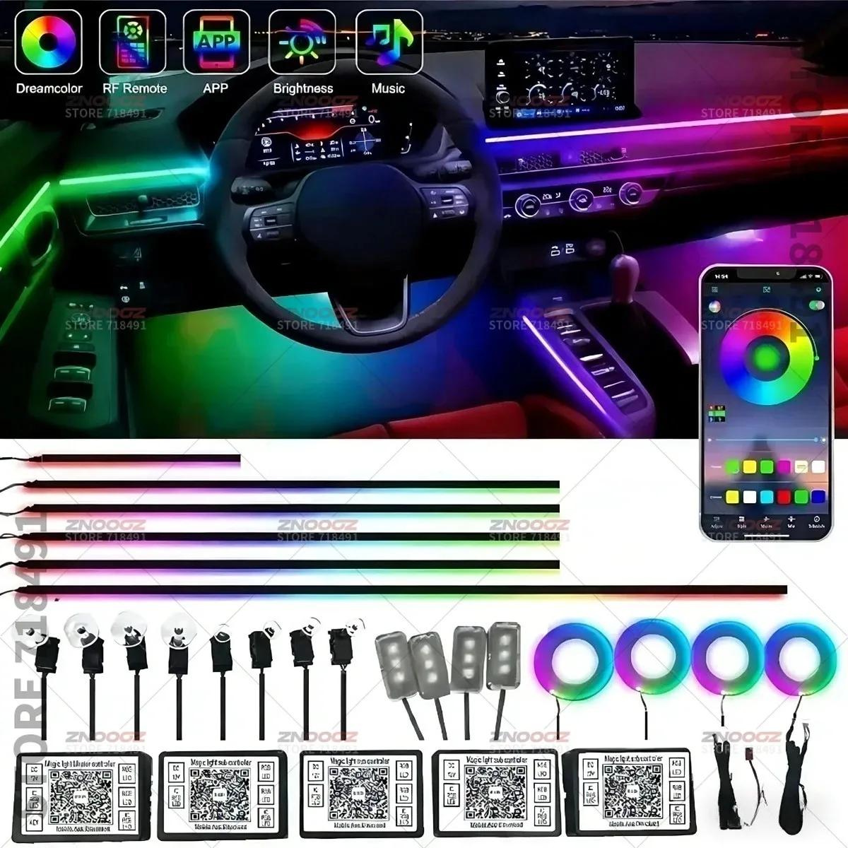 22in1 RGB Car Interior Acrylic Car Ambient Lights RGB Hidden Acrylic Strip Decoration Atmosphere Accessories For Tesla Model X view 4